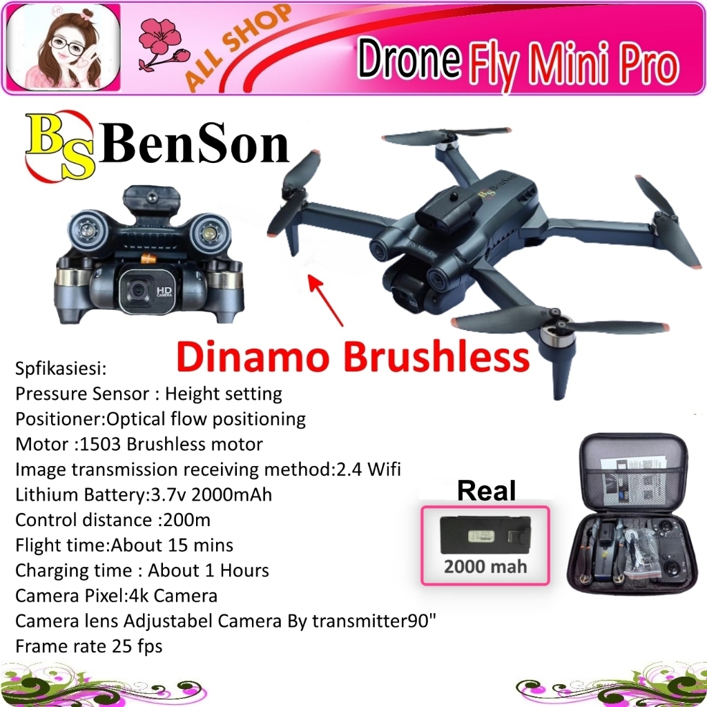 Drone BenSon Fly Mini Pro 4K Camera Brushless