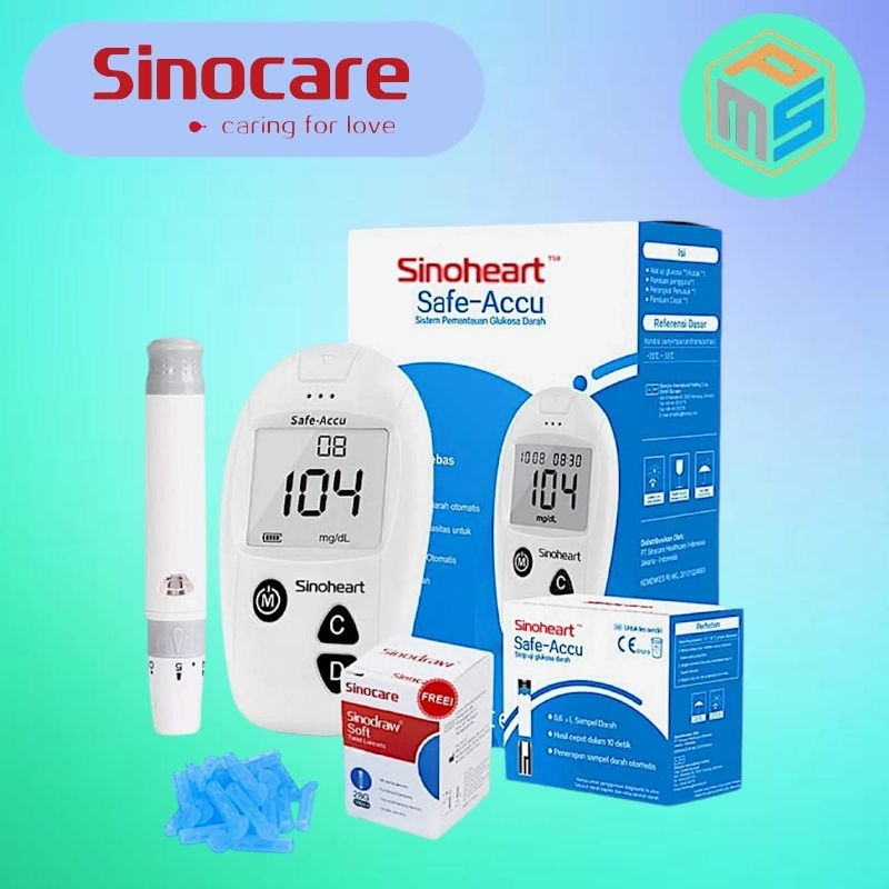Alat Cek Gula Darah Sinocare Safe Accu  Cek Gula Darah Sinocare Paket Lengkap