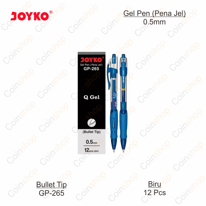 

Joyko GP-265 Q Gel Pen Pulpen Pena Biru Hitam Merah 0.5 mm Per Lusin