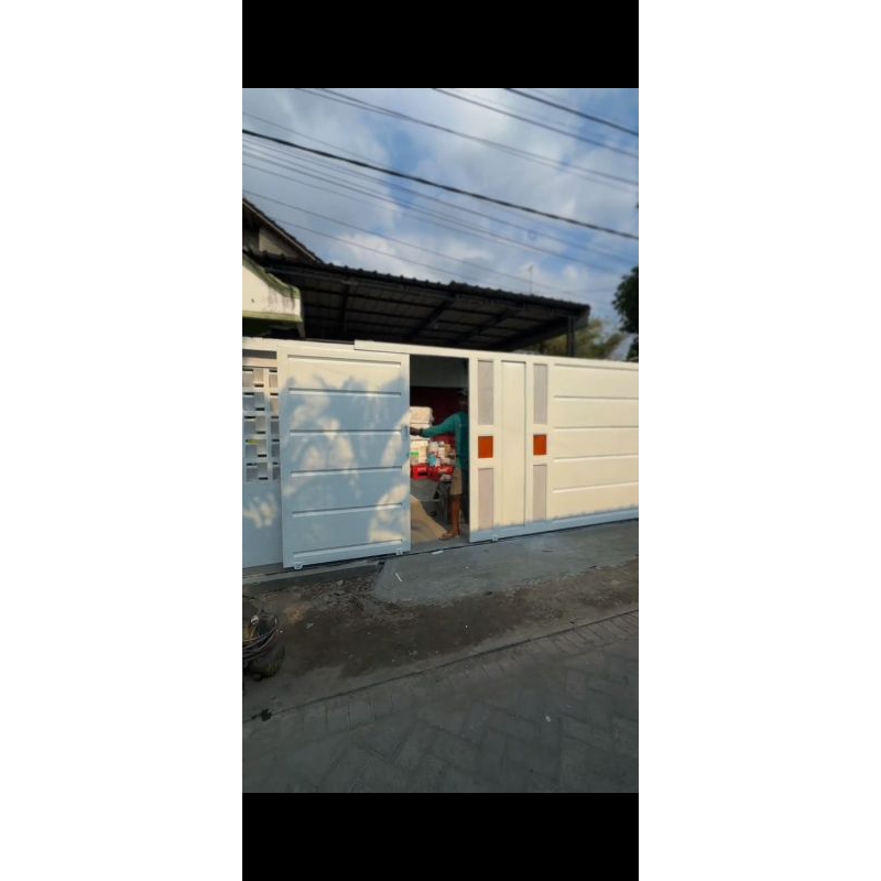 pagar moderen double sliding full besi