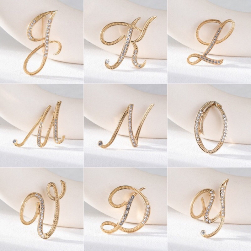 Bros Huruf | Bros Abjad | Bros Alfabet | Bross Inisial Gold Emas Mewah Hijab