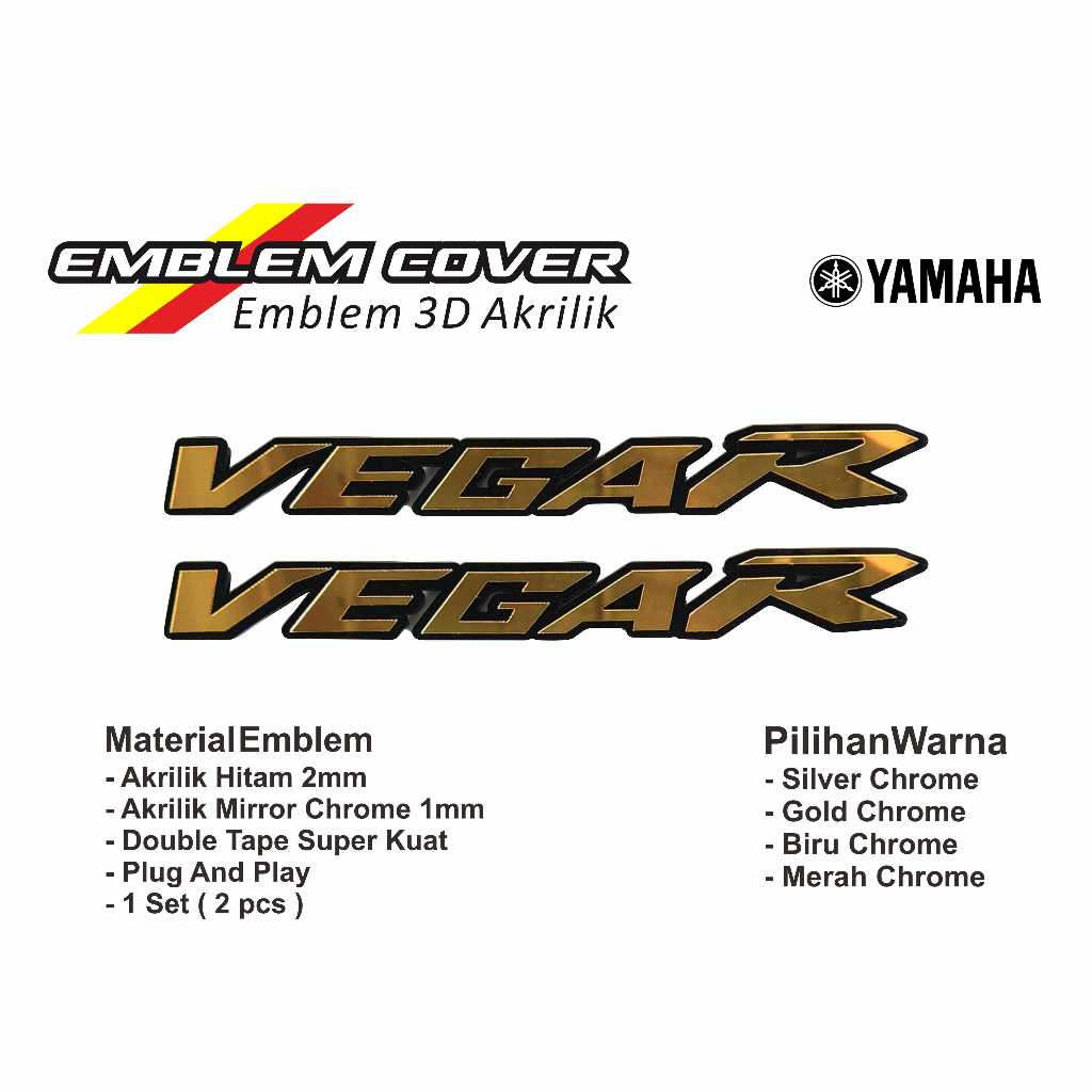 emblem 3d yamaha vega r dan vega zr sepasang stiker 3d akrilik motor vega