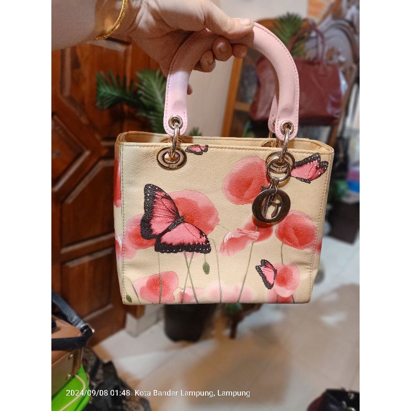 Tas Lady Dior Butterfly Flowers Preloved