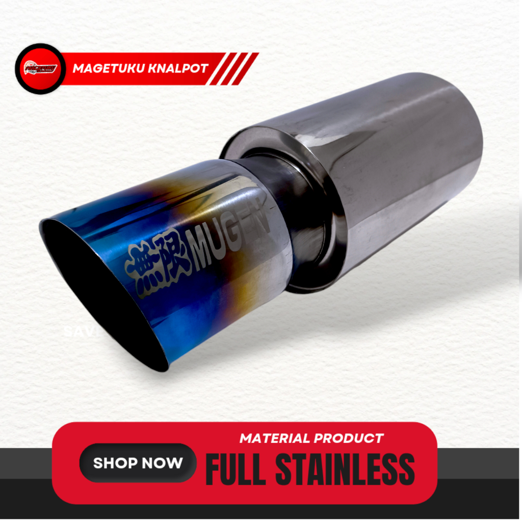 Knalpot Racing Mobil MUGEN Bass Empuk Adem Bulet Pelangi Full Stainles Inlet 2inc