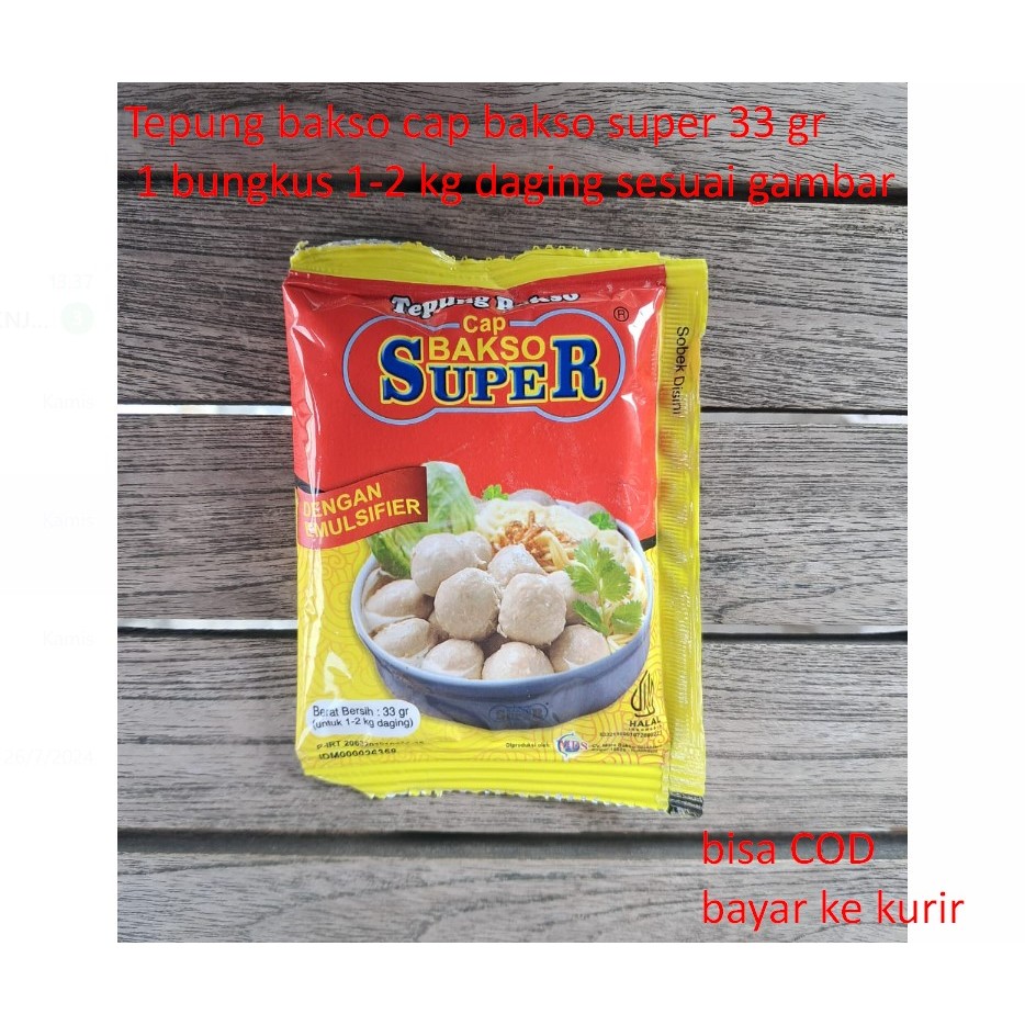 

Tepung bakso cap bakso super 33 gr 1 bungkus 1-2 kg daging sesuai gambar