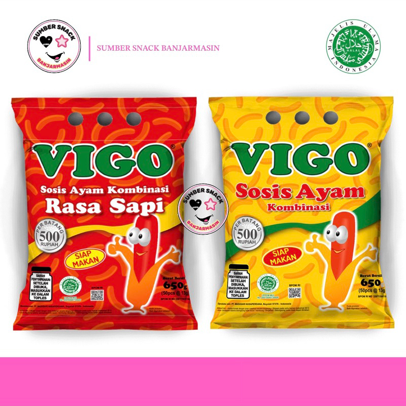 

Vigo Sosis Kombinasi Siap Makan (Isi 50pcs/Pack) (650g) (2 Varian)