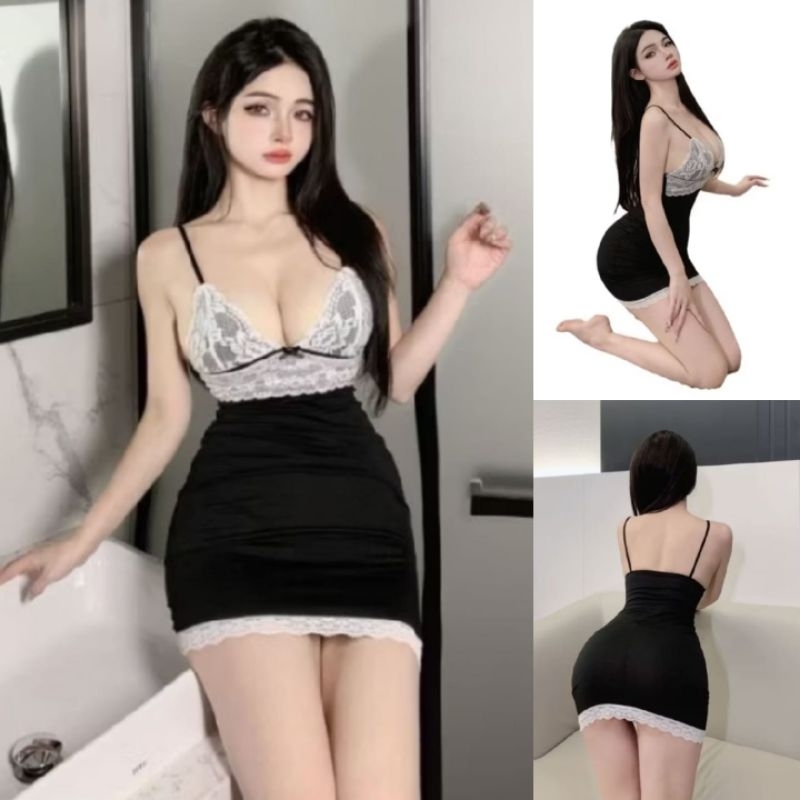 Lingerie Baju Tidur Wanita Sleepwear Baju Dinas Istri TA1378 Hitam