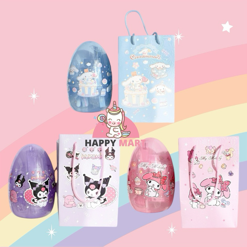 

set alat tulis EGG SURPRISE motif kuromi / melody / cinnamoroll