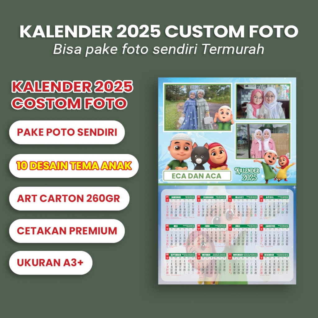 

KALENDER 2025 CUSTOM FOTO PAKAI FOTO MU SENDIRI - KALENDER DINDING 2025 DESAIN ANAK ANAK