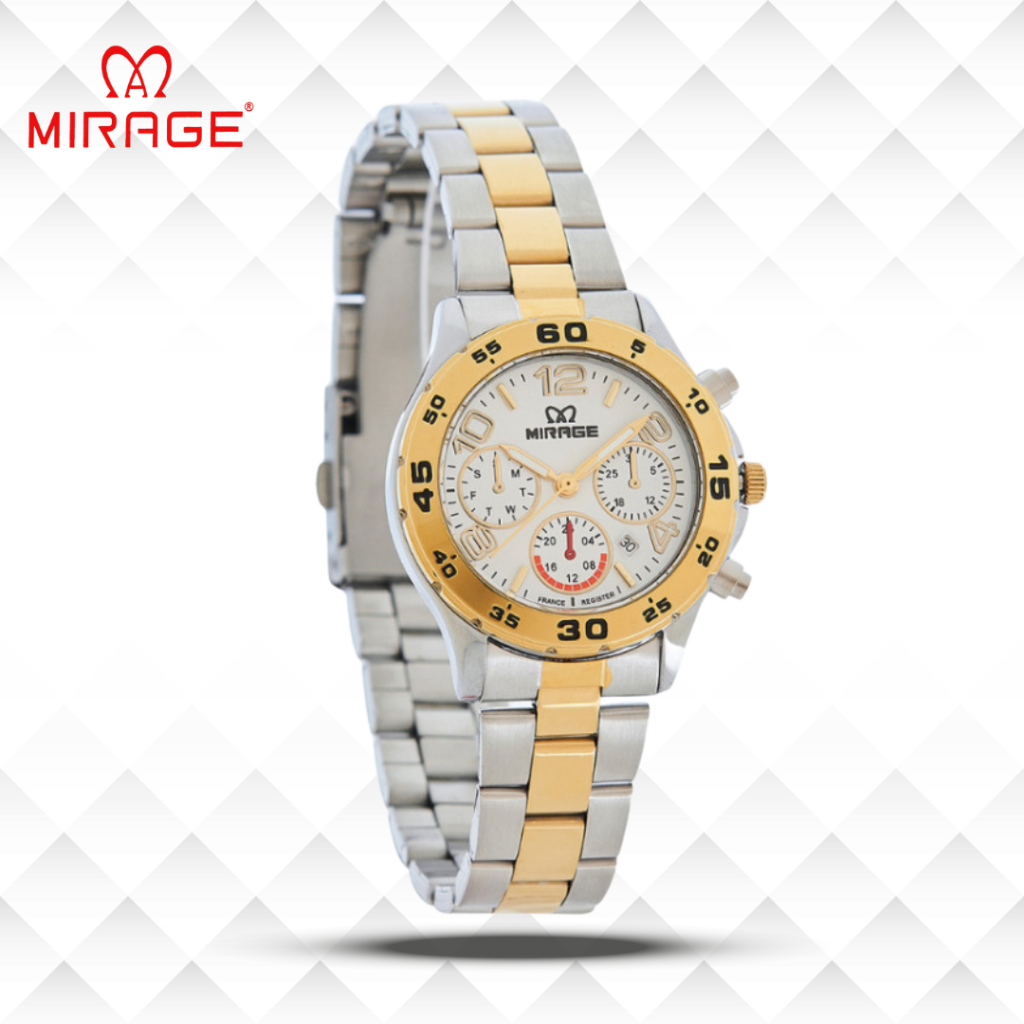 Mirage Jam Tangan Wanita Analog 8810 L Silver Gold Original Stainless