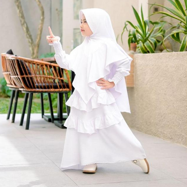 Nayla Gamis Syar'i Set / Gamis Muslim Anak Perempuan Terbaru Usia 3-13 Tahun