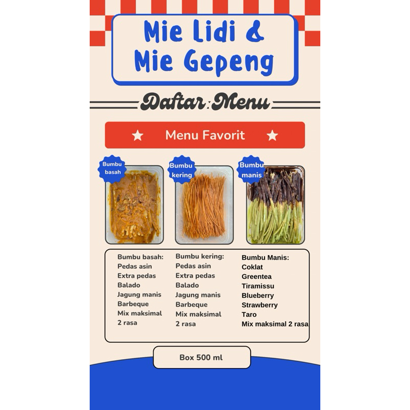 

Mie LIDI mix dua varian rasa lumer