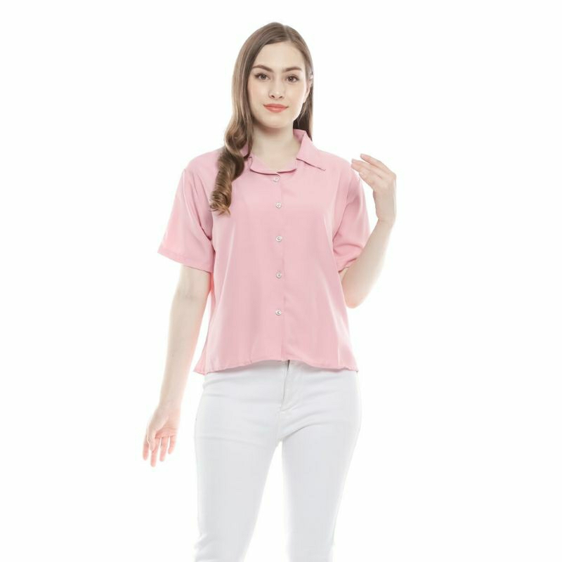 Kemeja wanita polos lengan pendek