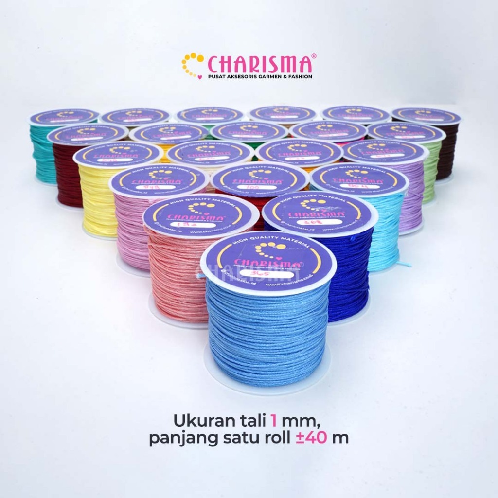 Charisma Tali Giok China /Pita Giok China Nylon Premium / Bahan Craft Murah Aneka Warna 1 MM Roll