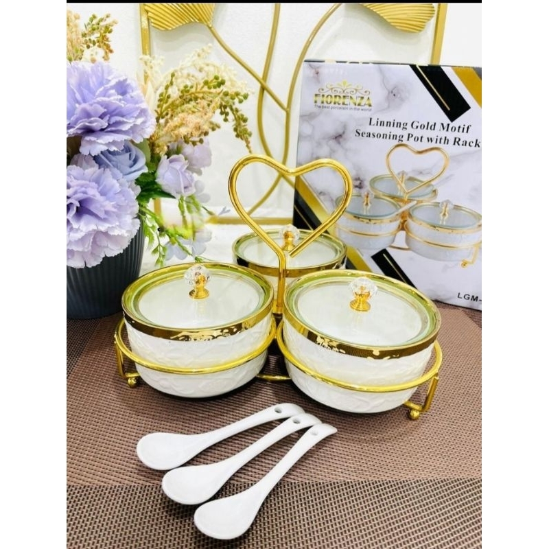 Tempat bumbu fiorenza linning gold bahan keramik
