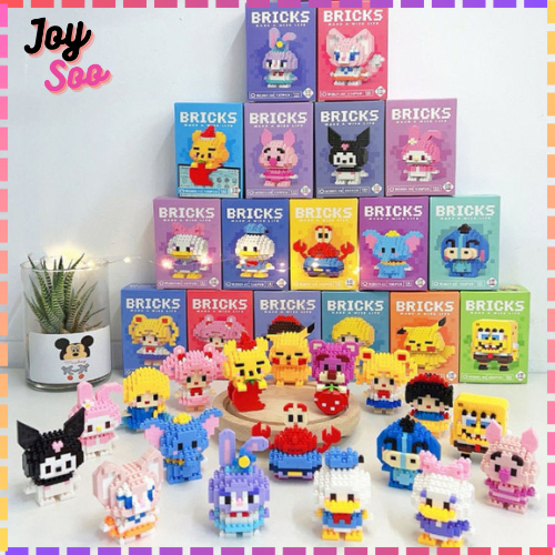 Bricks Mainan Balok Susun Mini Building Block Nano Block DIY 3D Puzzle Karakter Kartun Edukasi Anak
