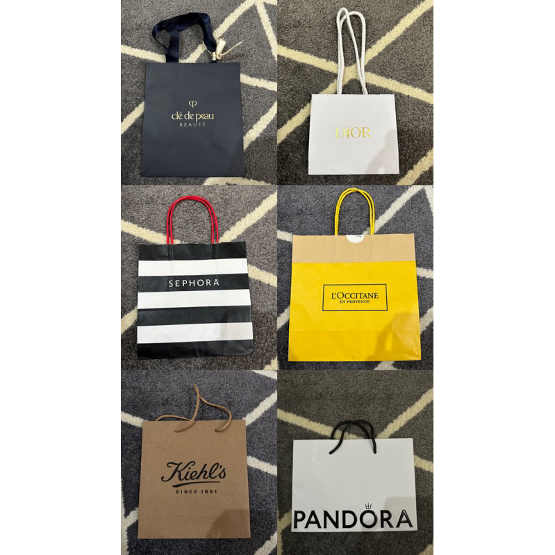 (PRELOVED) PAPER BAG DIOR, PANDORA, KIEHL'S, Clarins, LO'OCITANE, CLE DE PEAU