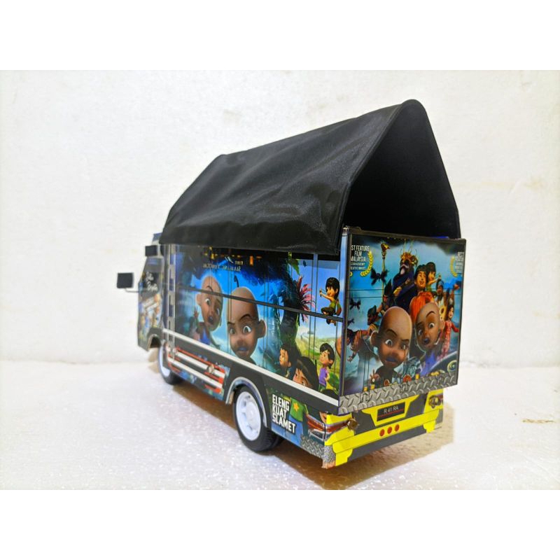 PROMO MINIATUR TRUK OLENG KAYU FULL LAMPU KELAP KELIP RODA DEPAN BISA BELOK KANAN KIRI miniatur truk
