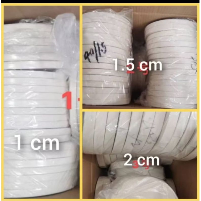 

1 Roll (100 meter) - Pita Label Katun Polos Krem | Label Hijab • Baju Size 1 cm, 1,5 cm, 2 cm