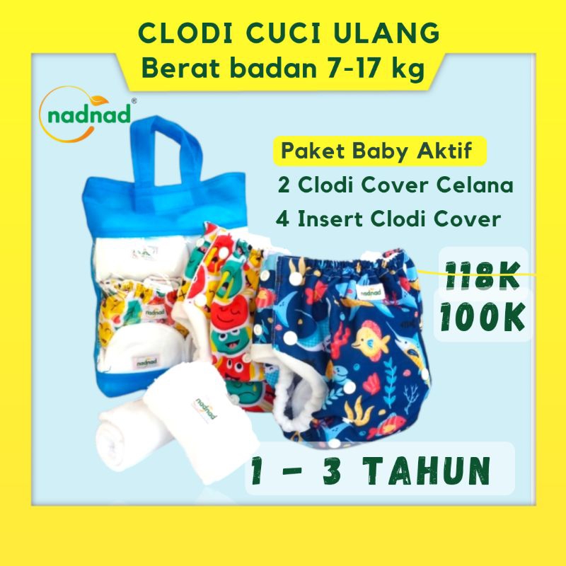 NADNAD PREMIUM Clodi Celana Anak 1 Tahun Cuci Ulang Anti Bocor SNI Laki Laki Perempuan Original Inse