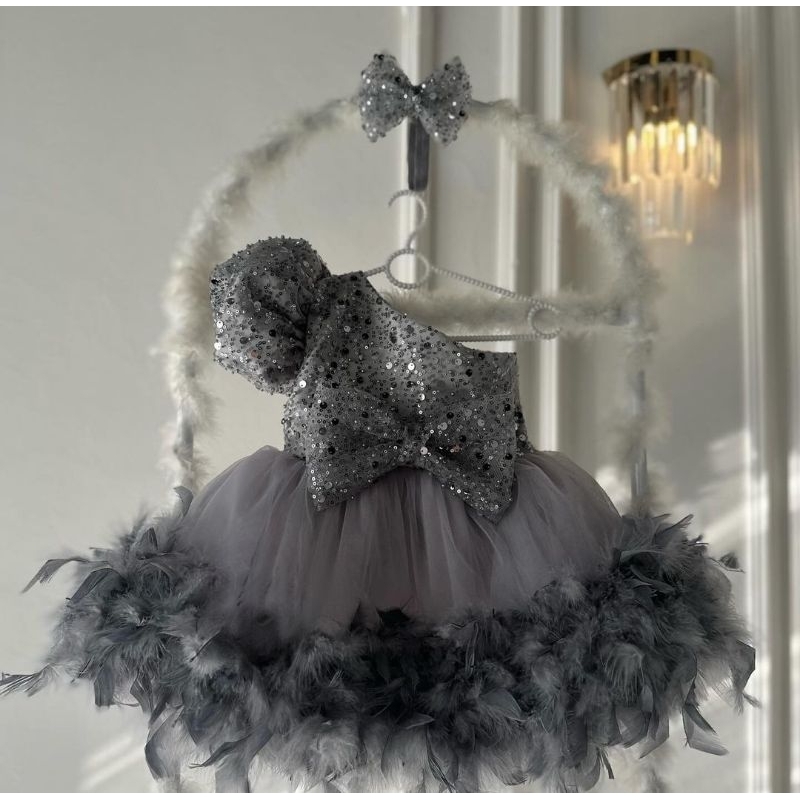 DRESS PESTA ANAK PEREMPUAN GAUN ANAK ANAK PESTA MEGAR BULU DRESS BULU ANAK PEREMPUAN