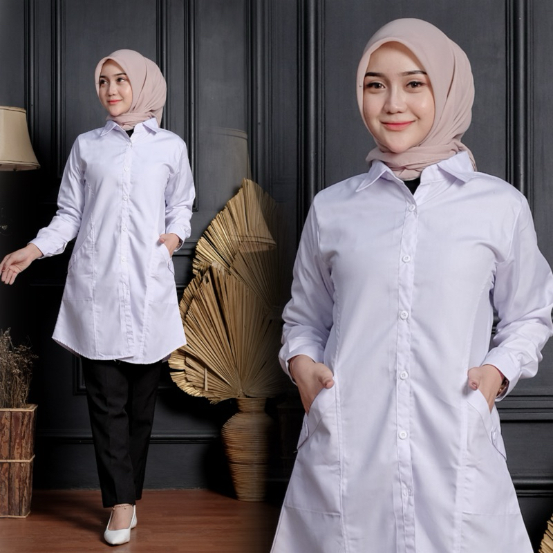 PREMIUM KEMEJA PUTIH/KEMEJA KANTOR/TUNIK POLOS PUTIH/BAJU PPL/BAJU PNS/JUBII.ID