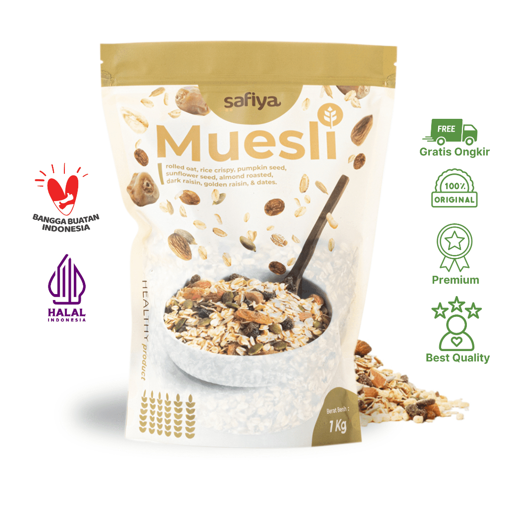 

Muesli Safiya 1 Kg Original Dried Fruit Sereal Sehat