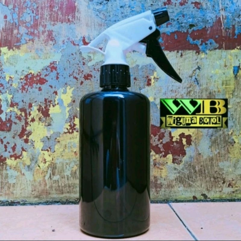 Botol Spray 500ml Hitam / Botol Pet 500ml Tutup Spray Kispray