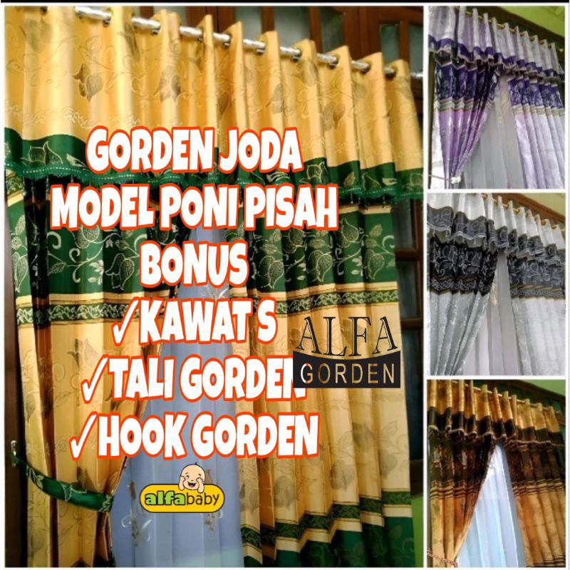 gorden prada poni pisah gorden jodha pintu jendela gorden smokring/ hordeng/korden/