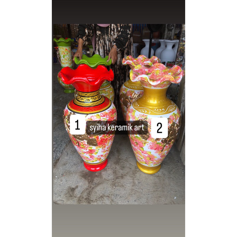 guci keramik hias tinggi 55cm