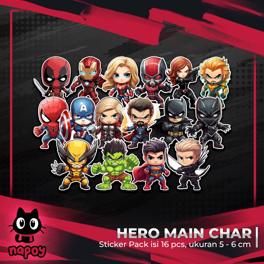 

STIKER PACK HERO MAIN CHARACTERS 16 pcs
