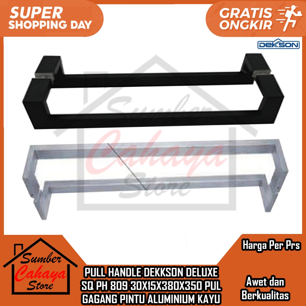 Pull Handle Gagang Kotak Pintu Kaca Dekkson Deluxe Sq Ph 809 30x15x380x350 Matt Black White Alumuniu