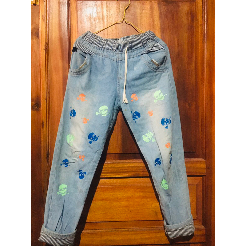 CELANA JEANS PRELOVED PRINT