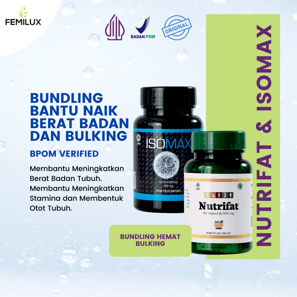 Isomax dan Nutrifat | Bundling Suplemen Penambah Berat Badan dan Suplemen Pembentuk Otot Tubuh