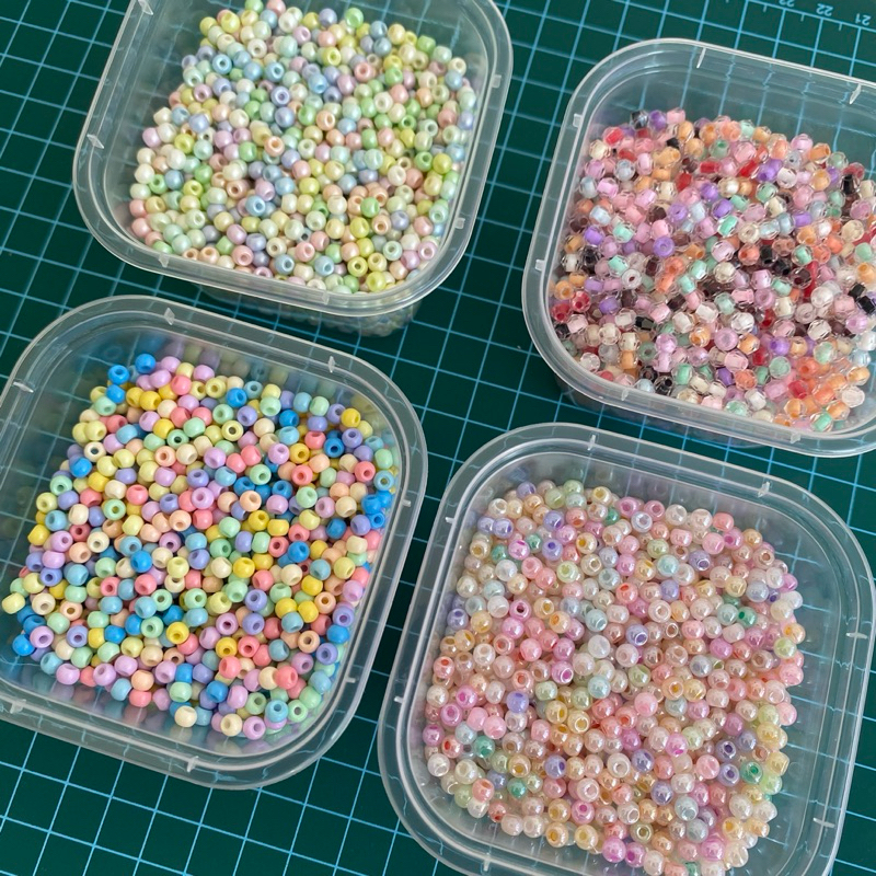 (15 gram) MOTE KING DONAT GLASS BEADS 4mm