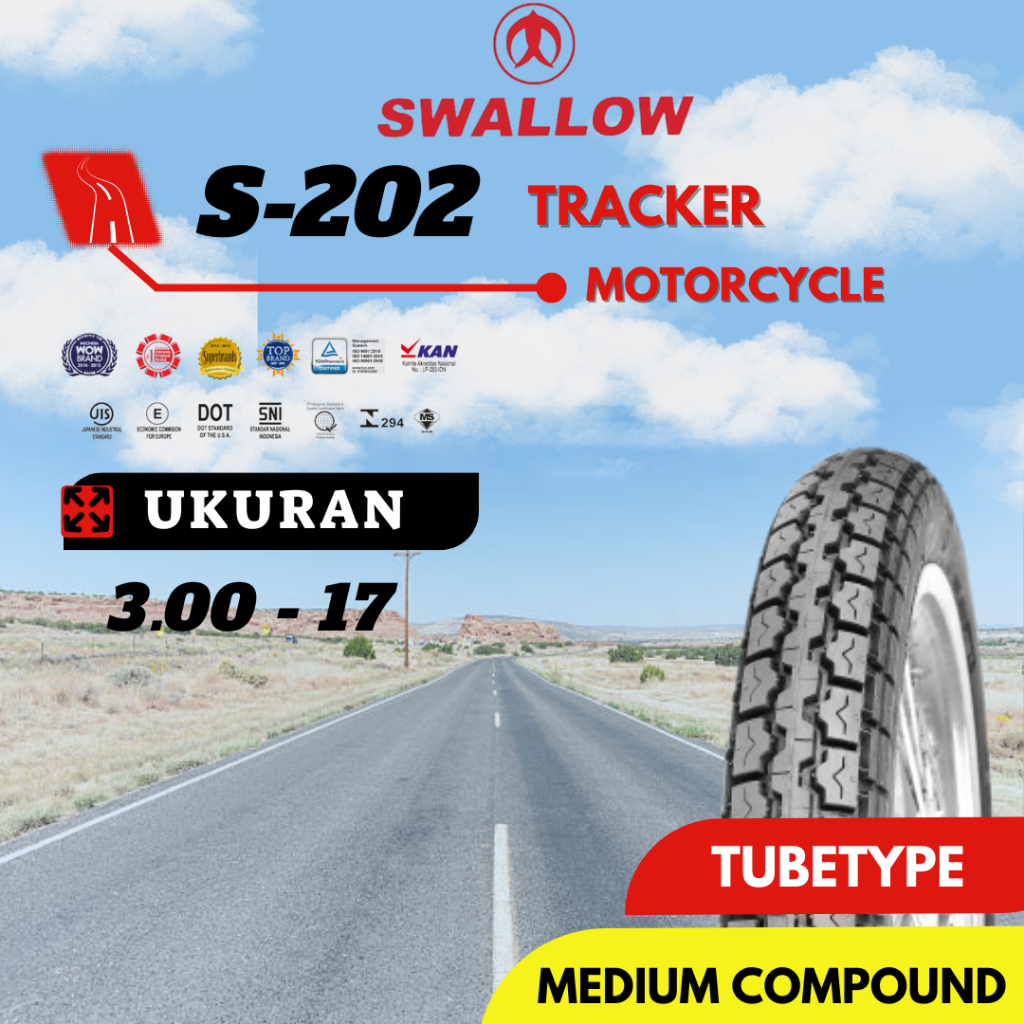 BAN LUAR SEPEDA MOTOR SWALLOW S-202 TRACKER 300-17 RING 17 TUBETYPE