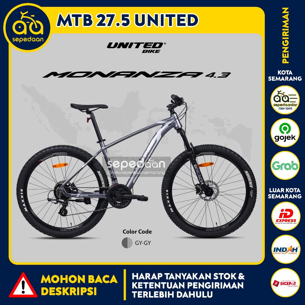 Sepeda Gunung Anak Dewasa MTB 27.5" UNITED - Monanza Detroit Alloy Rem Hidrolis Laki-laki Cowok