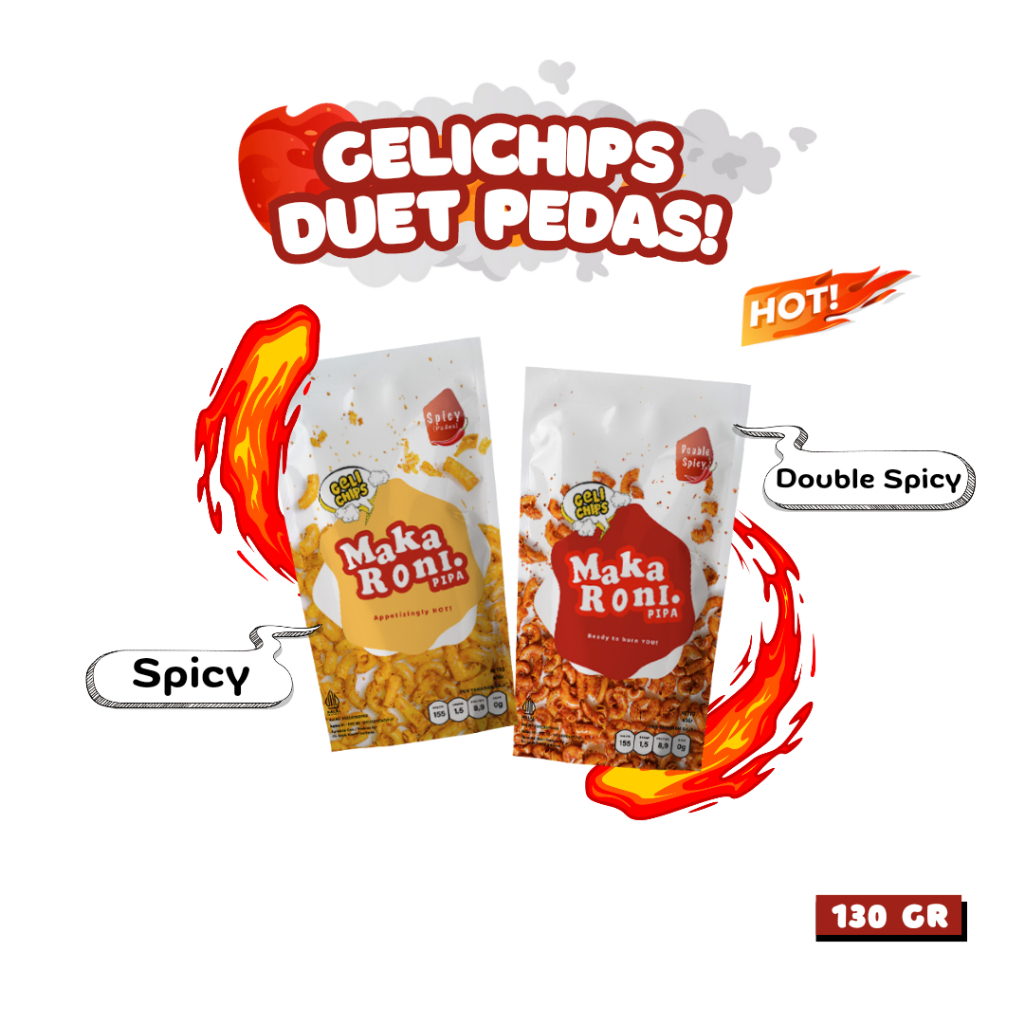 

Gelichips - Paket Duet Pedas Makaroni Spicy vs Makaroni Double Spicy