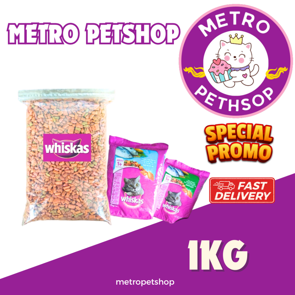 whiskas repack 1kg makanan kucing kering whiskas