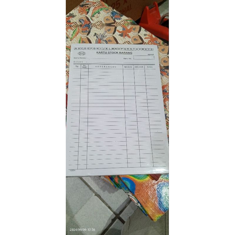

kartu stock barang ukuran kwarto/a5 @50 lembar