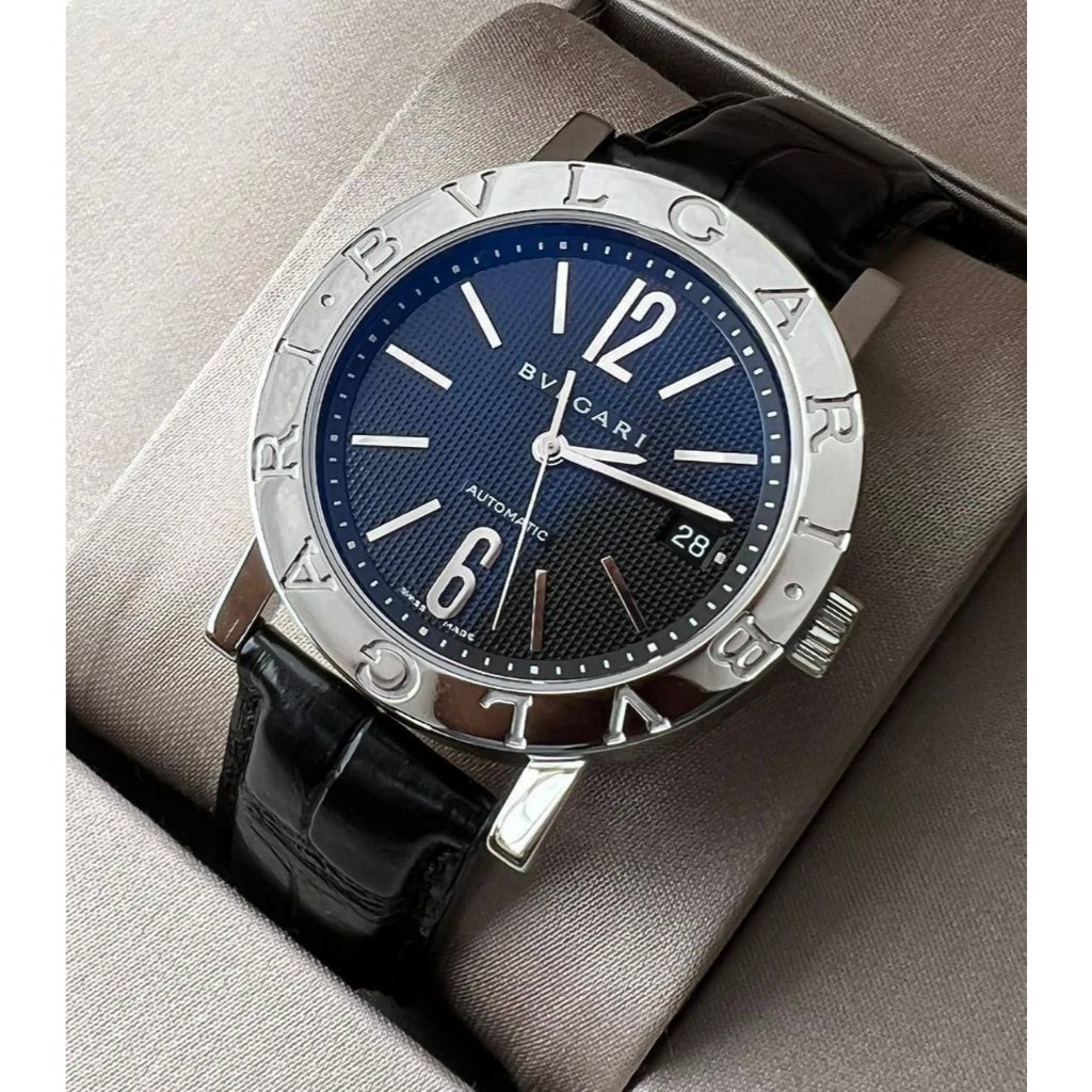 Jam Limited BNIB Bvlgar Watch Croco Black Dial Line Automatic 3.8cm Original