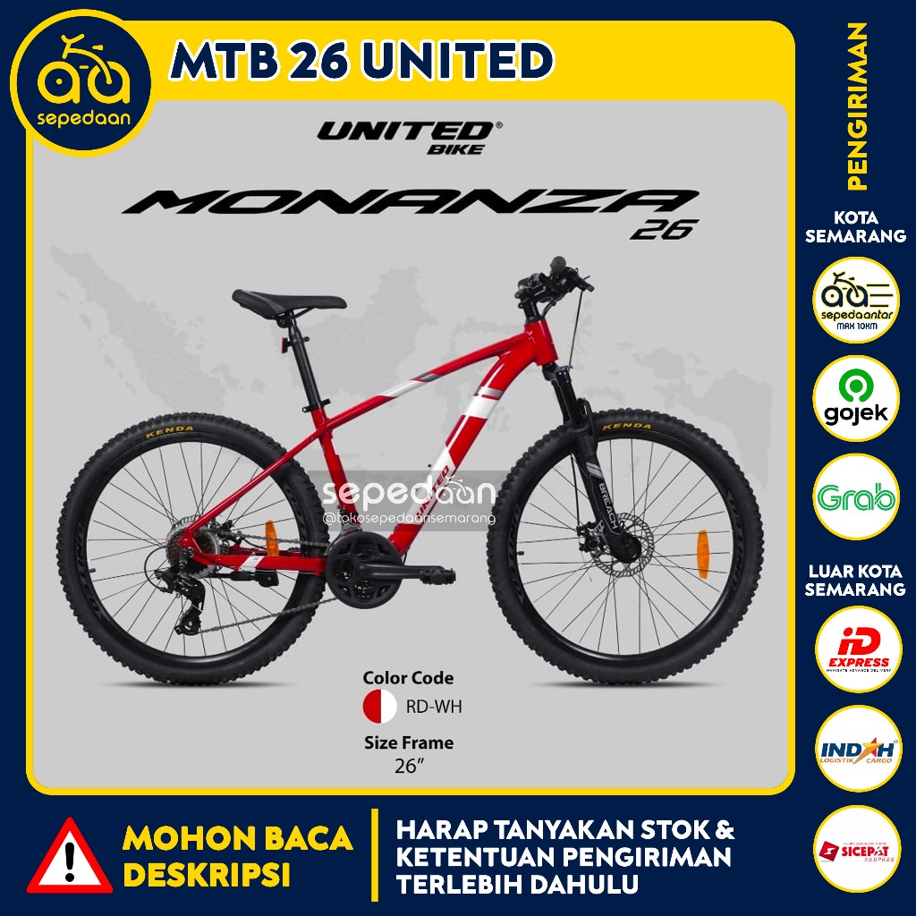 Sepeda Gunung Anak Dewasa MTB 26 UNITED - Monanza Detroit Alloy Laki-laki Cowok