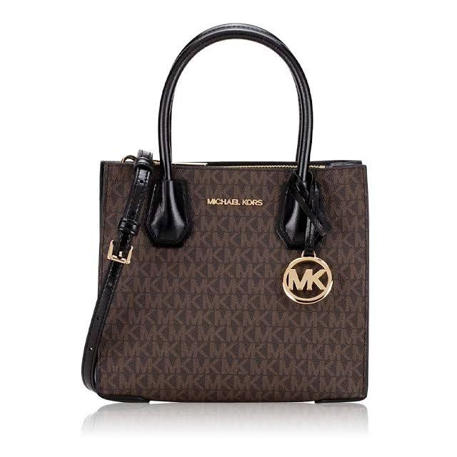 Tas Wanita MK Mercer Medium Messenger Sign Brown Black Original