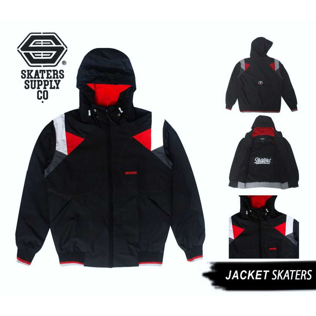Skaters Jaket Sporty Hitam Hoodie XH007