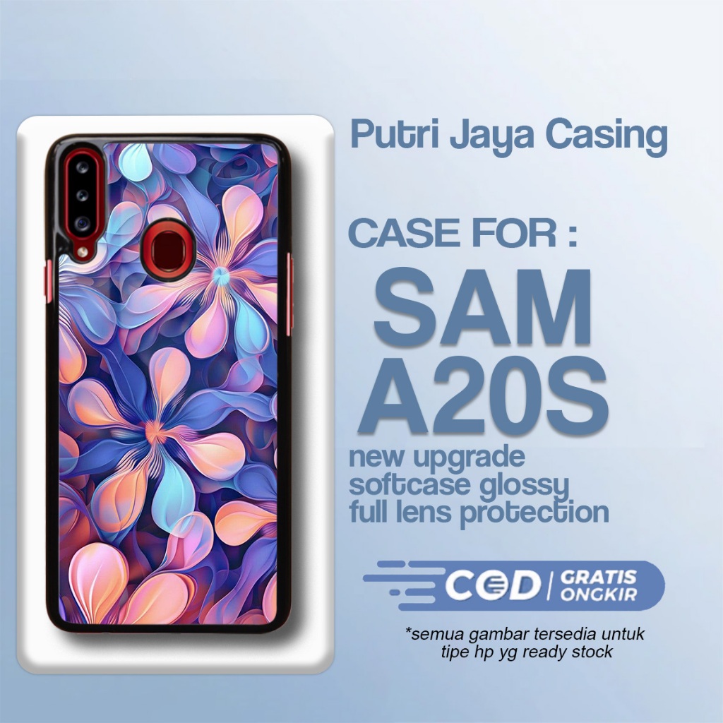 Case Samsung A20S Flower Terlaris Hardcase Softcase Glossy Casing Samsung A20S Termurah Terbaru