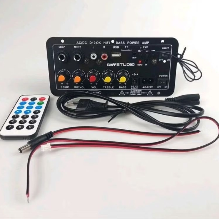 TaffSTUDIO Amplifier Board Audio Bluetooth USB FM RADIO TF Player Subwoofer DIY 400W AC 220V atau DC