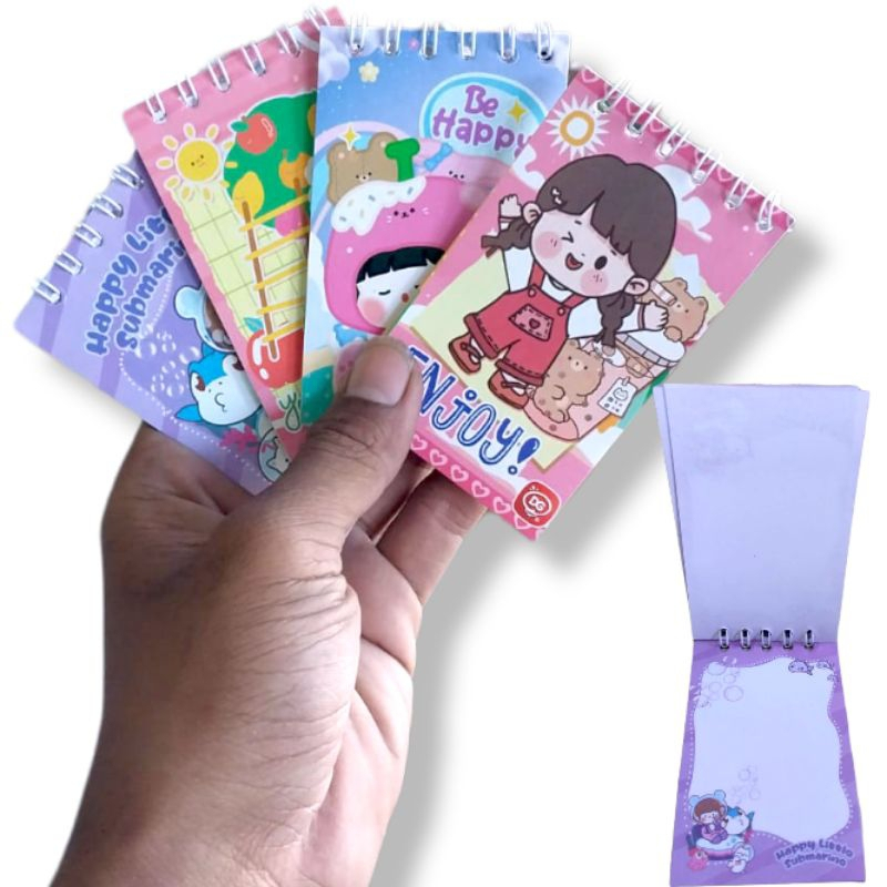 

20pcs buku memo spiral anak 6x9cm BUKU MEMO MINI KARAKTER LUCU BUKU/MEMO RING SPIRAL/MEMO SPIRAL KECIL ((30 lembar))