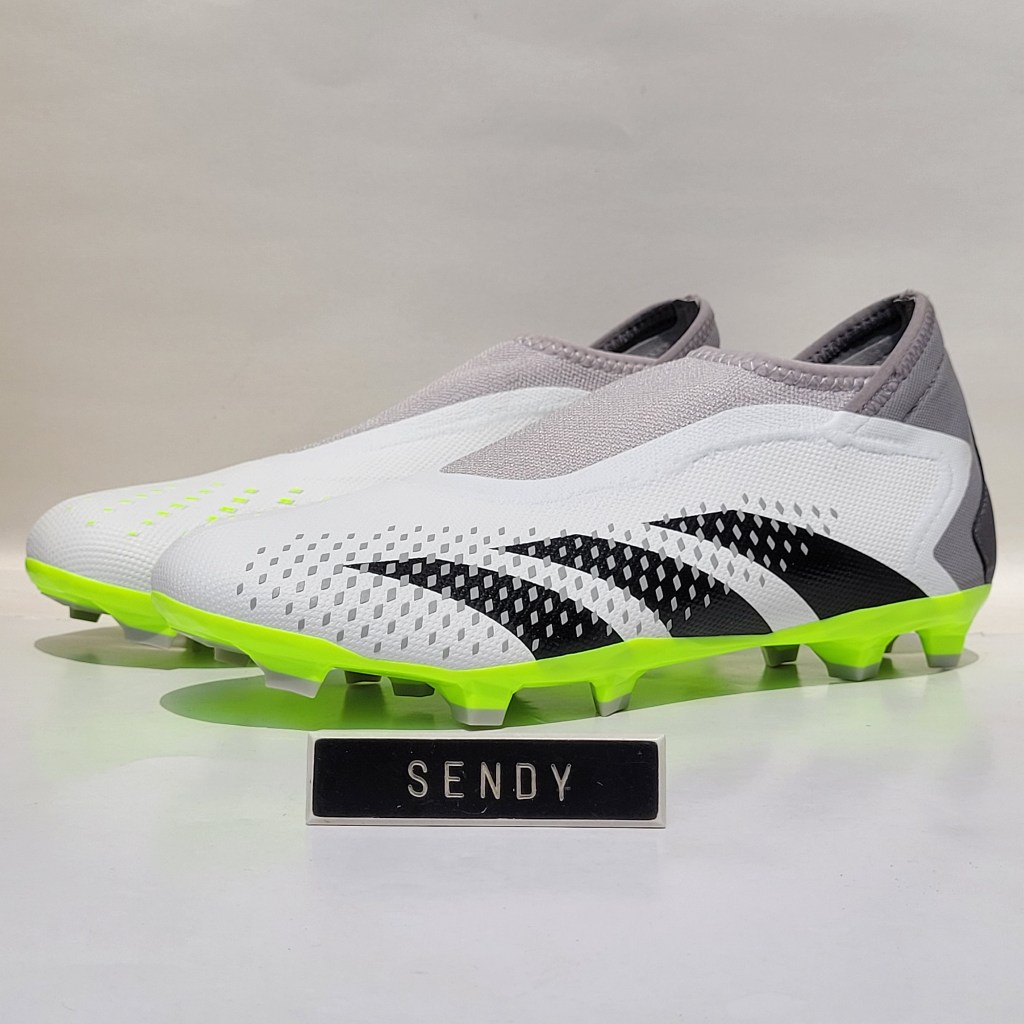 Adidas Predator Accuracy .3 LL Laceless FG GZ0021 White Core Black Lucid Lemon Warna Putih Hijau Ori
