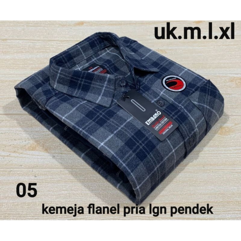 BAJU KEMEJA FLANEL PRIA EMBANO LENGAN PENDEK UK M.L.XL