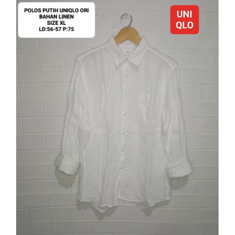 KEMEJA PUTIH LINEN UNIQLO ORI SIZE XL